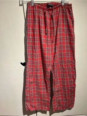 Brandy Melville Noelia Plaid Pants - Red Brown and
White Plaid
